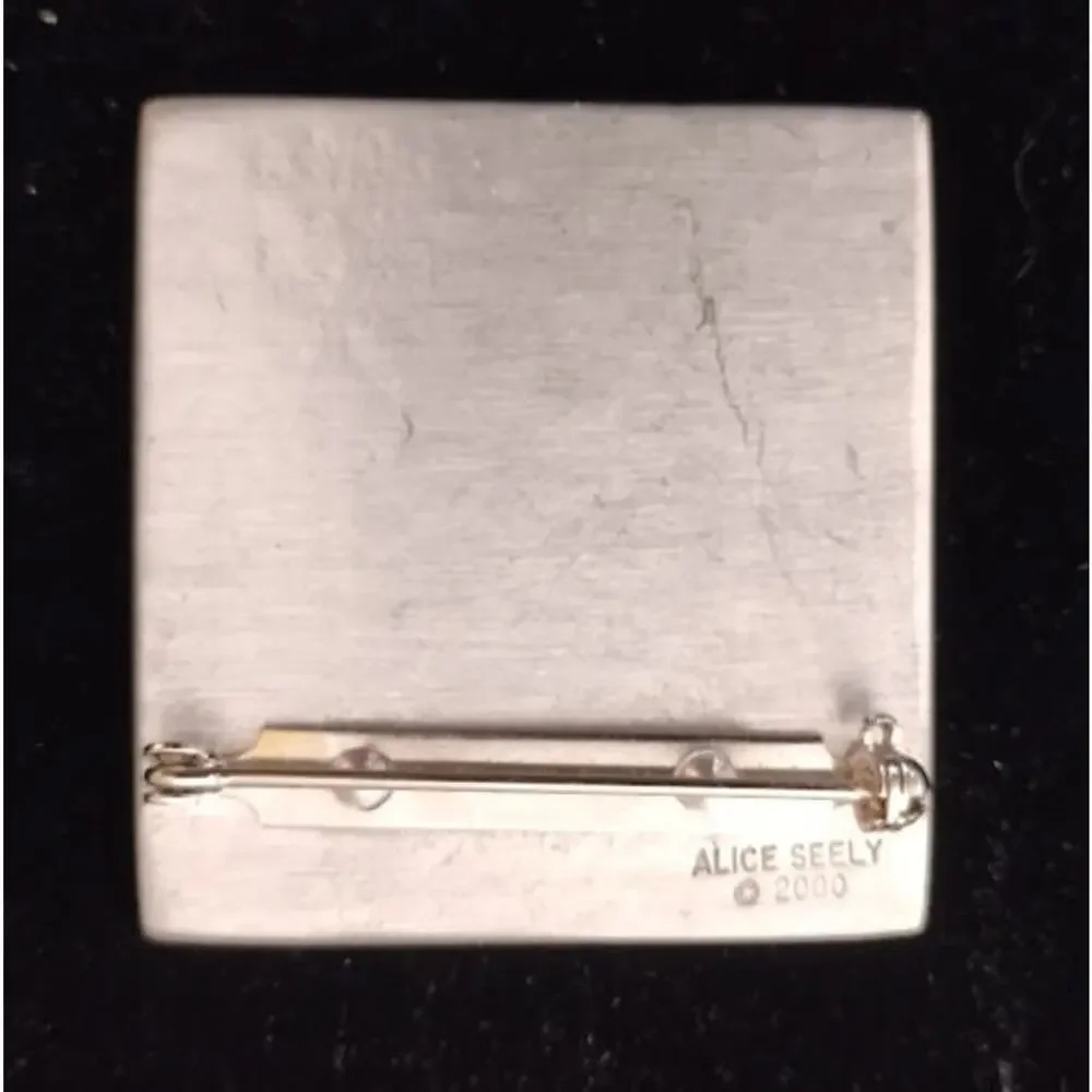 Alice Seely 2000 Vintage Menopause, Mid Life Celebration Square‎ Pewter Pin